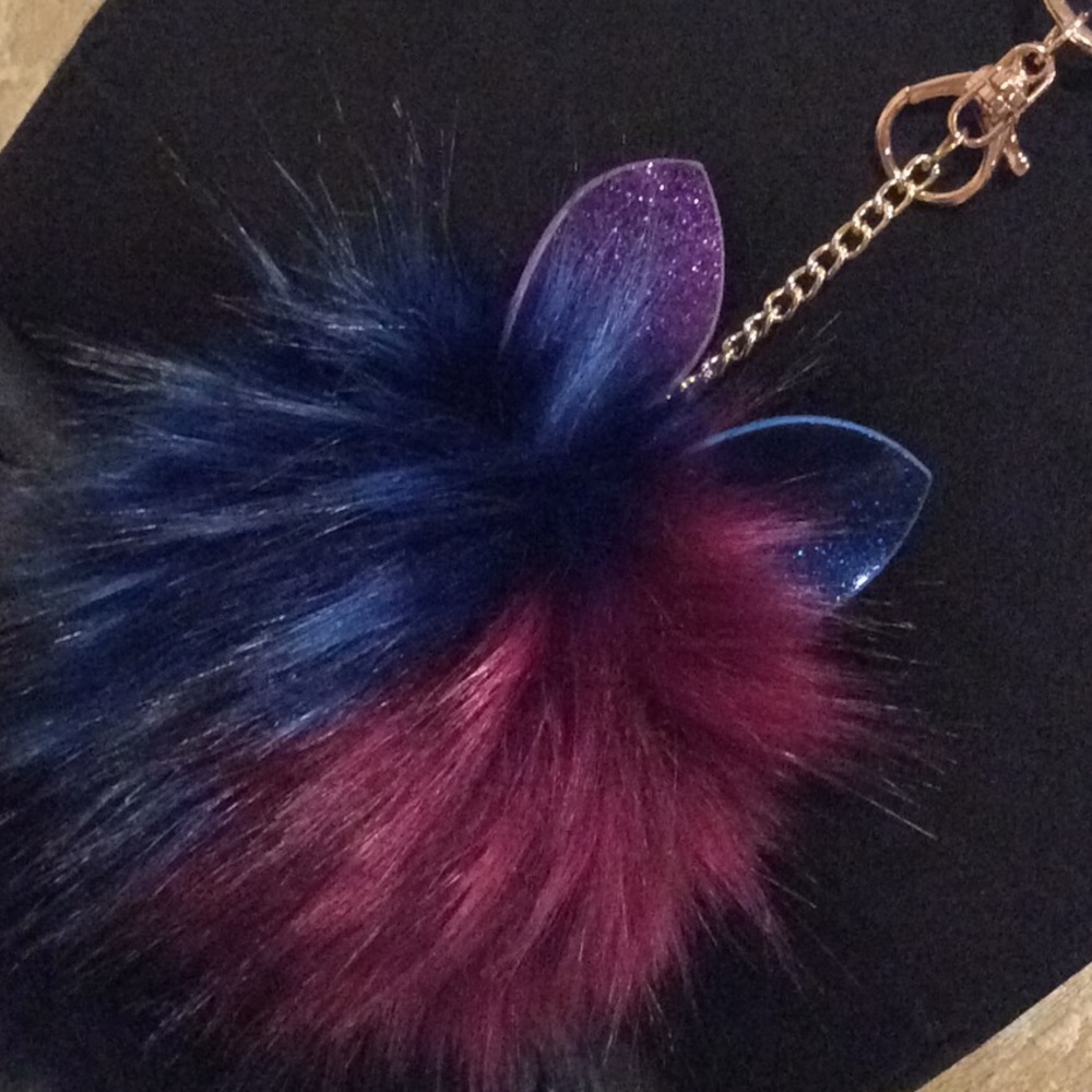 Cutest Furry Key Fob Blue /  Burgundy